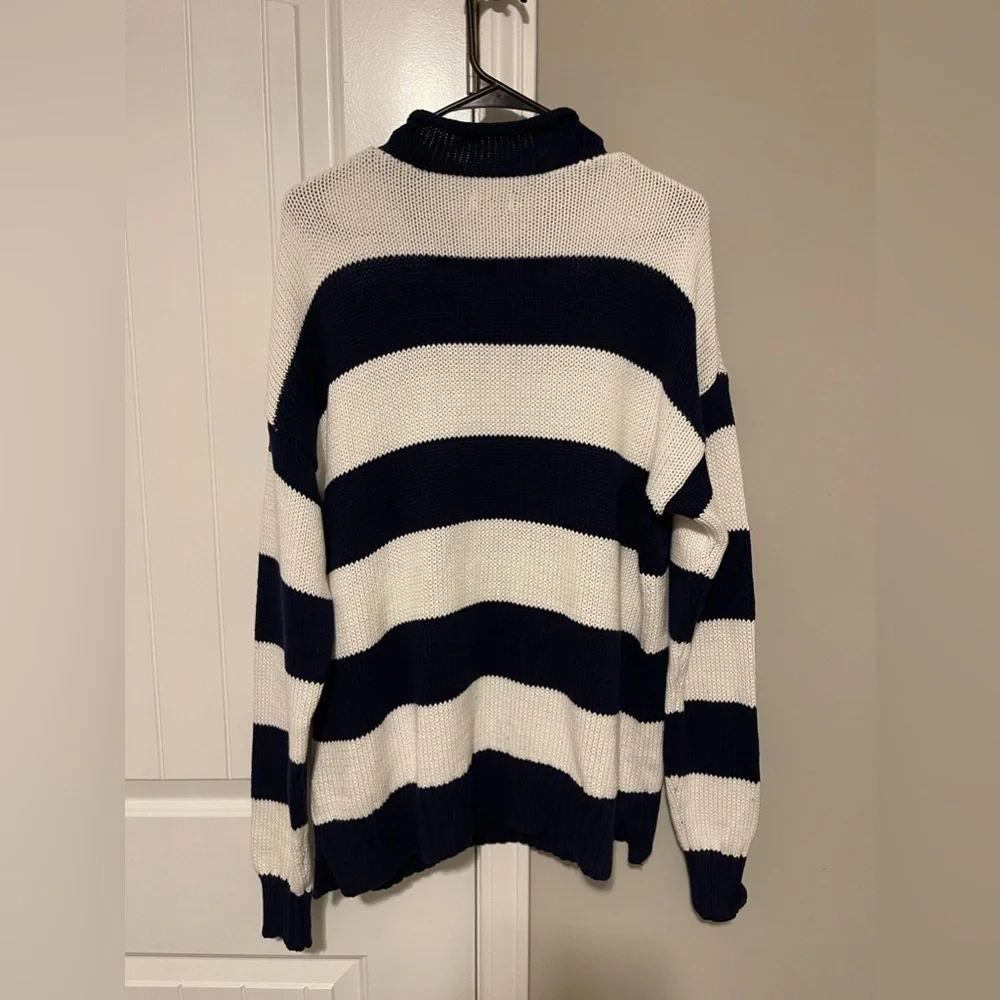 NWT Crown & Ivy Roll Neck Knit Sweater Navy/White